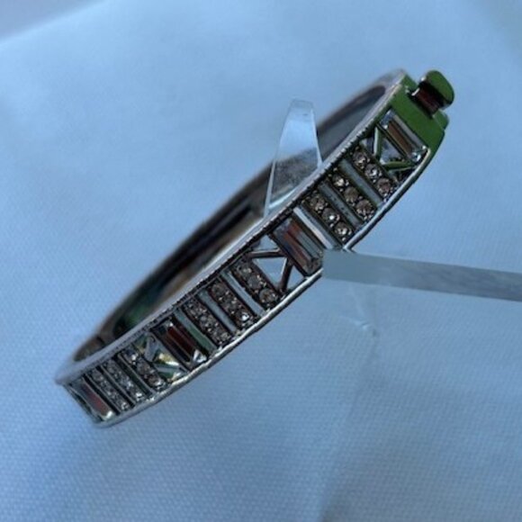 GIVENCHY Silver Rhinestone Art Deco Hinged BRACELET - Picture 9 of 9